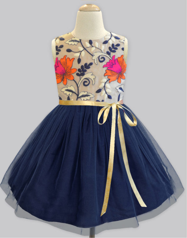 Blooming Daisies Navy Tulle Overlay Dress - A.T.U.N.
