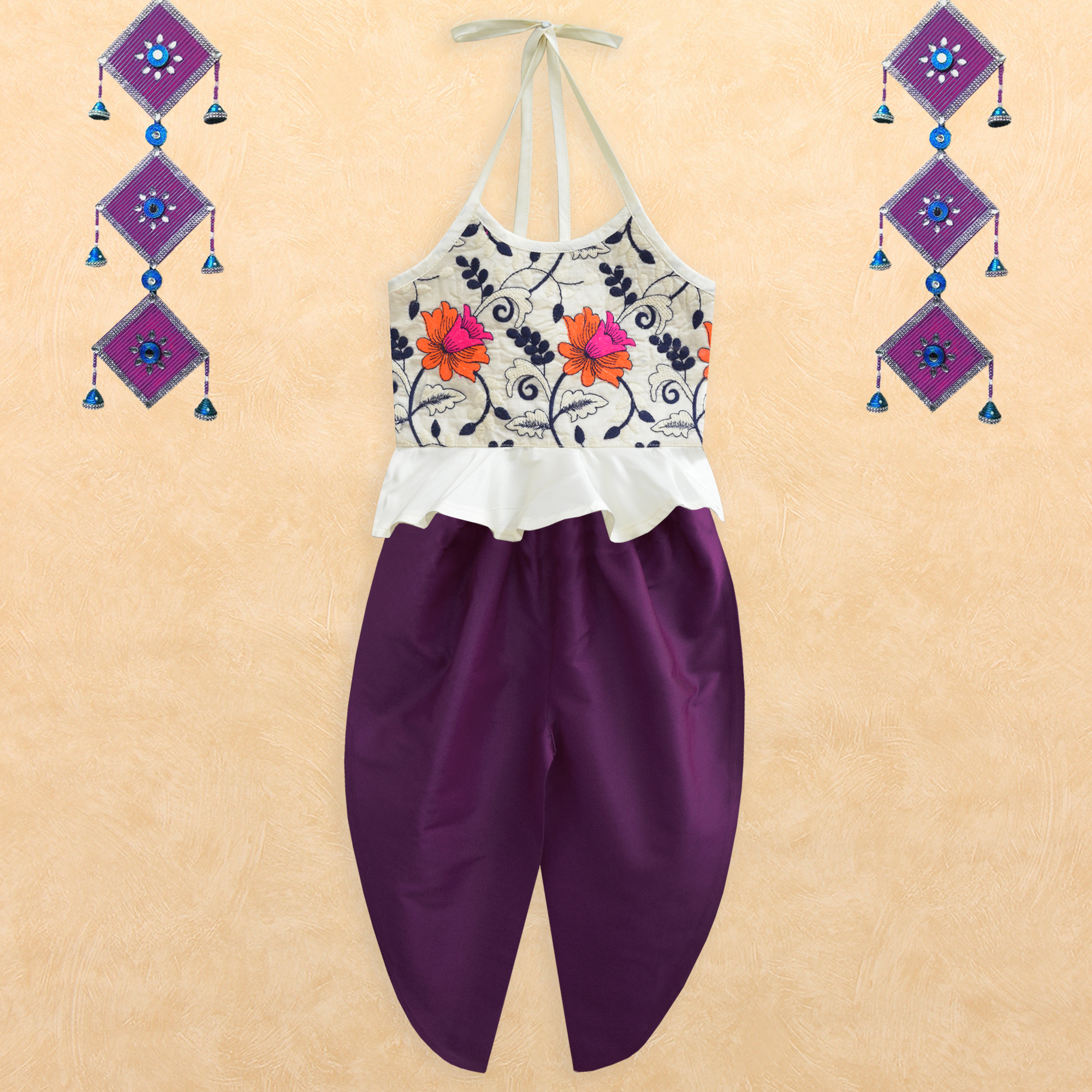 peplum top with dhoti pants