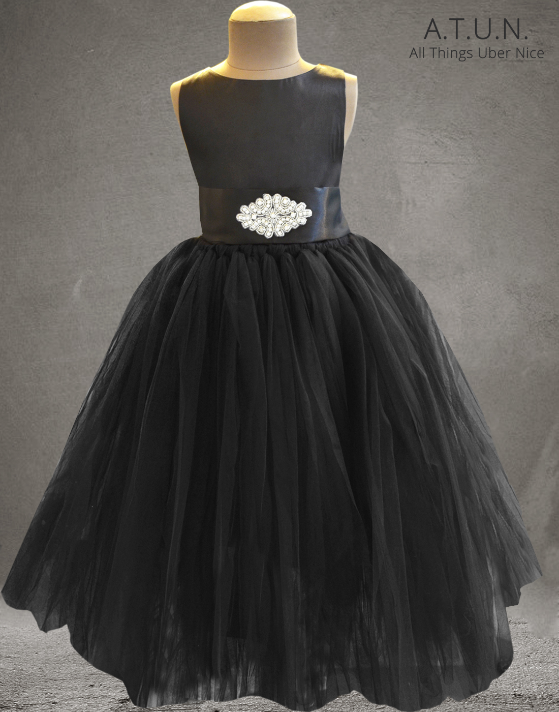 Black Tutu Dress with Embellished Belt A.T.U.N.
