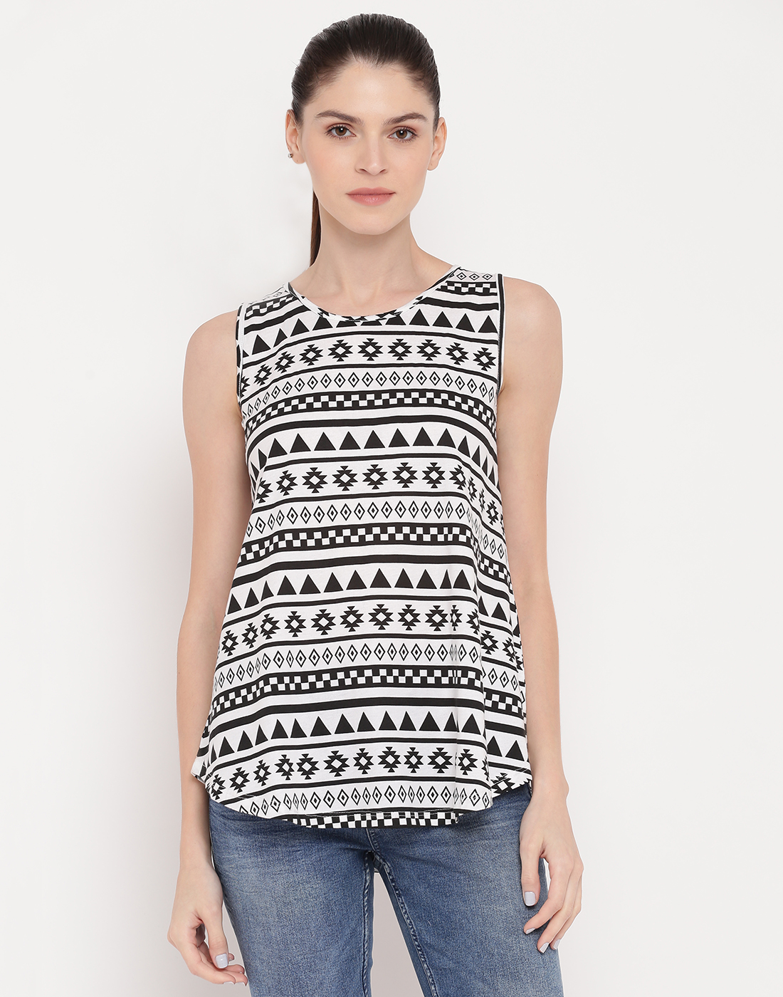 aztec print flared tunic