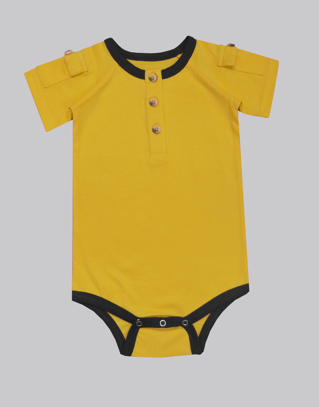 Mustard Black Buttonup Flap Bodysuit A.T.U.N.