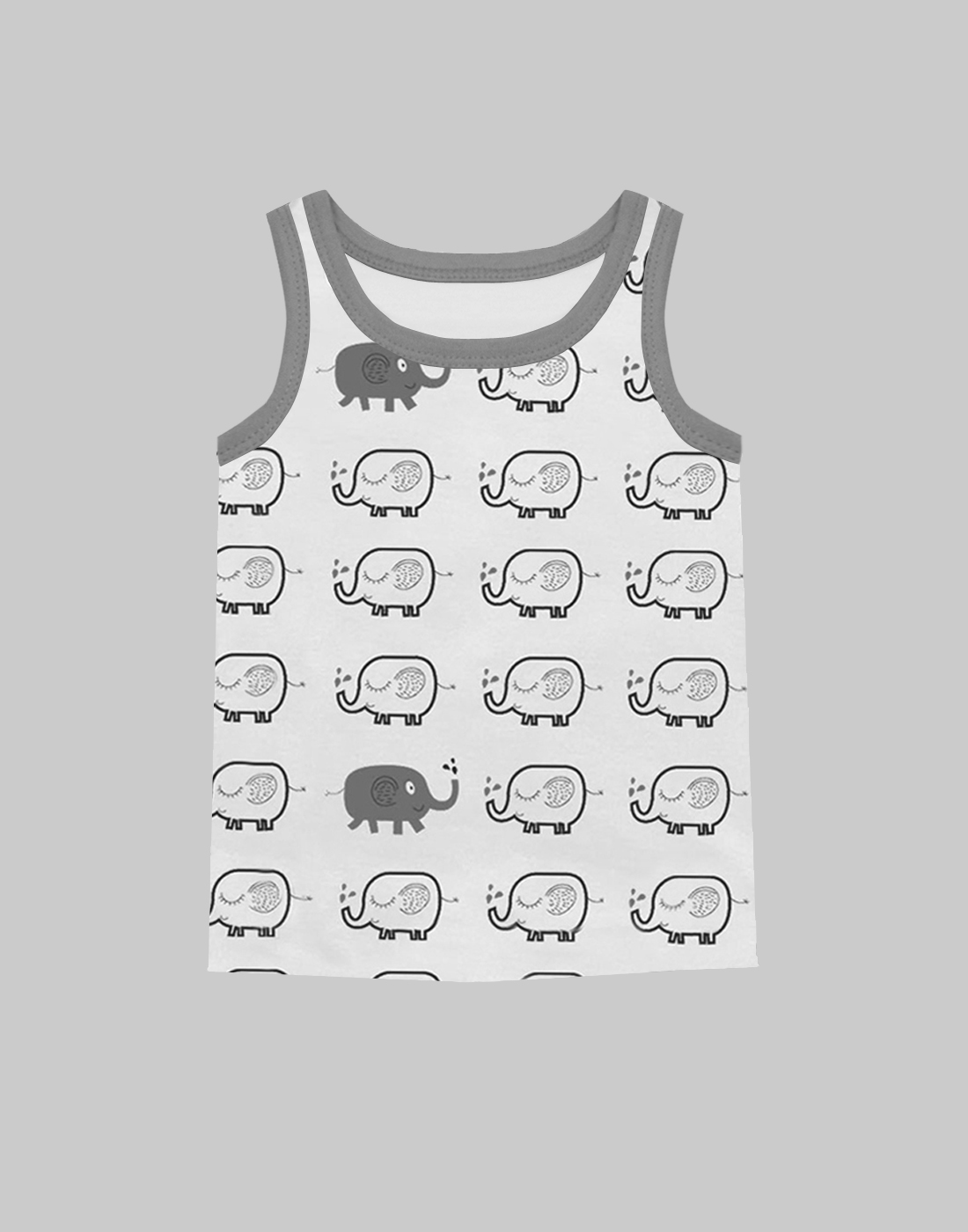 Grey Elephant Print Jersey Summer Top A.T.U.N.