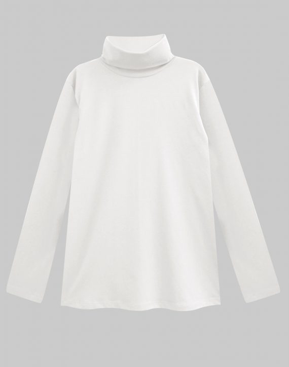 White Turtleneck Full Sleeve T-shirt