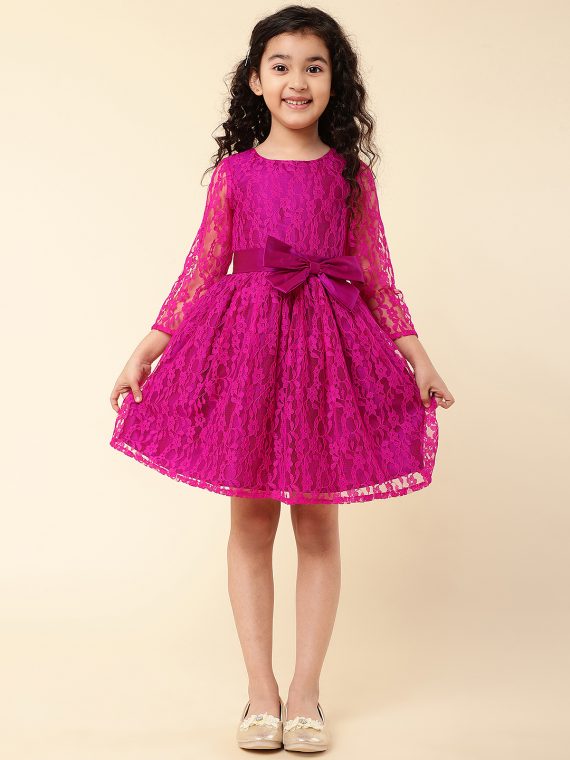 Buy Girls Long Lace Bridesmaid Dress 3/4 Sleeves Floor Length Maxi Tulle  Pageant Ball Gowns Wedding Party Dresses for Kids Online at desertcartINDIA