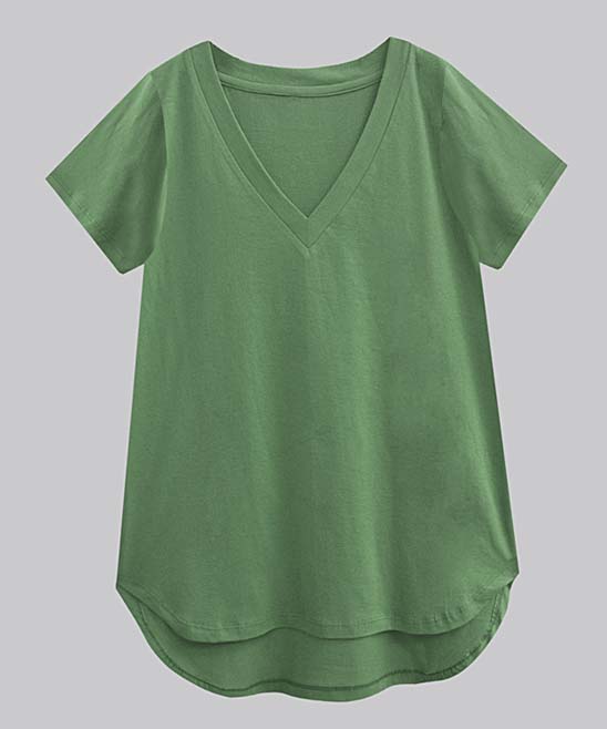Fern Green V-Neck Women's High-Low T 