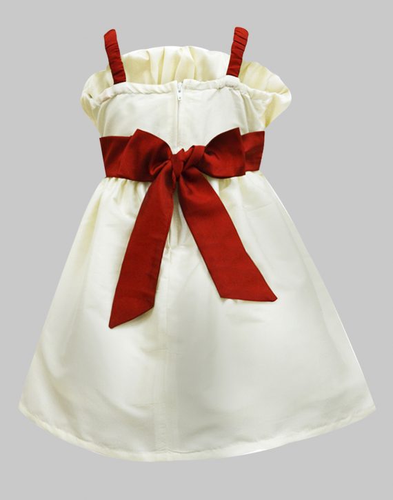Occasion Wear | Ivory/Red Ribbon Dress at Guineys