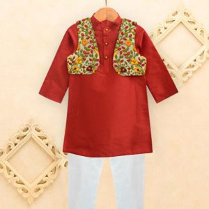 Red Kurta Pyjama Set