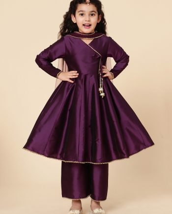 Anarkali set in purple for girls