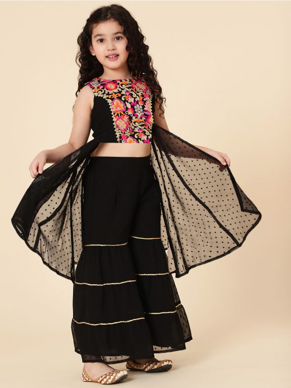 Dashing Rayon Silk Pink Printed Sharara Suit For Girls – Kaleendi