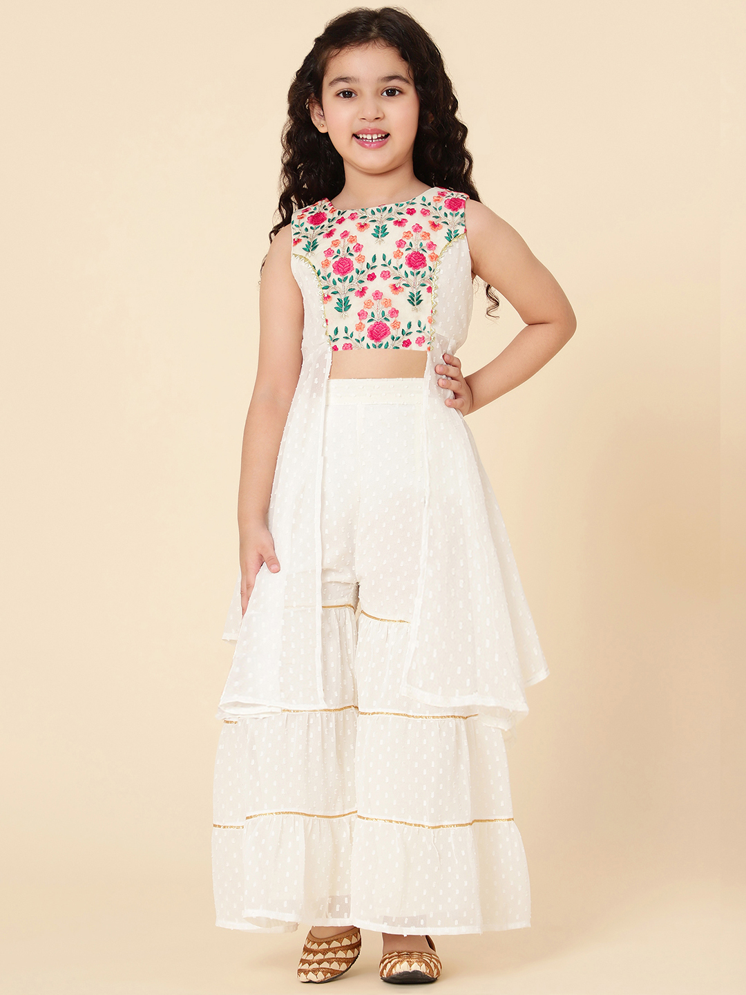 Girl's Embroidered Sharara Set - A.T.U.N.