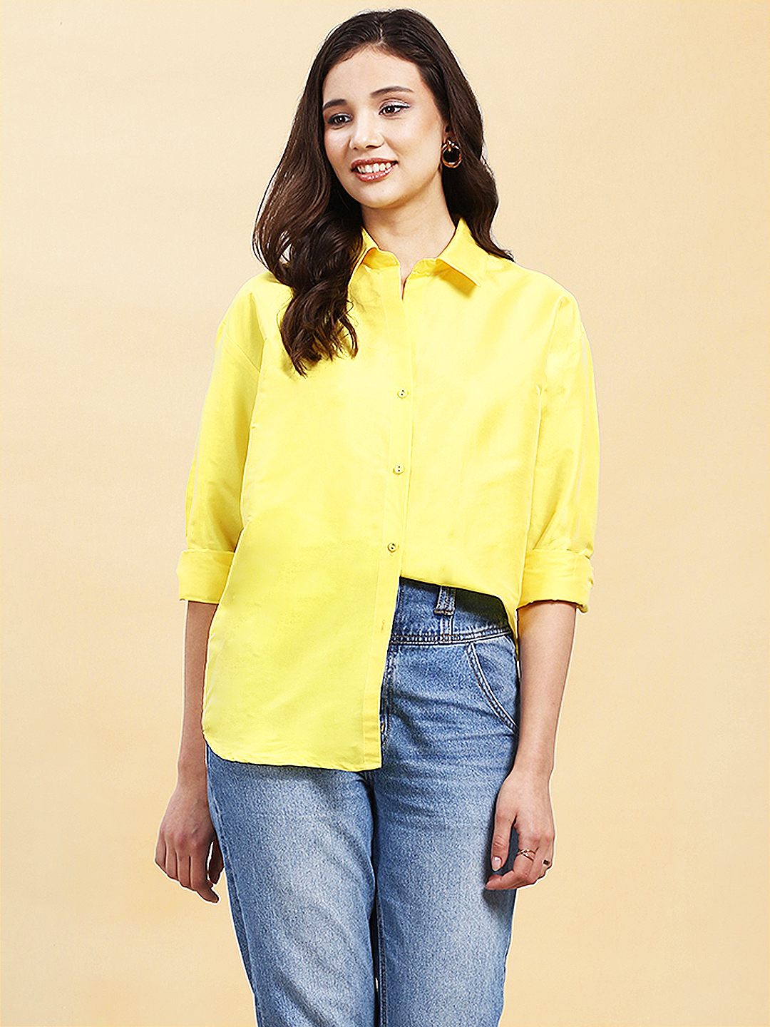 Lemon Yellow Casual Party Formal Versatile Women s Shirt