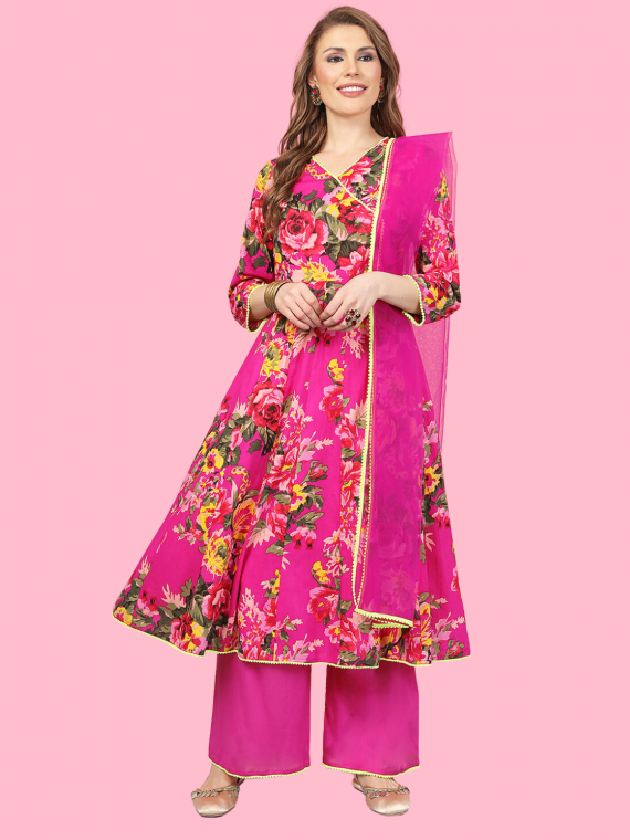 Fuchsia Pink Anarkali for Women