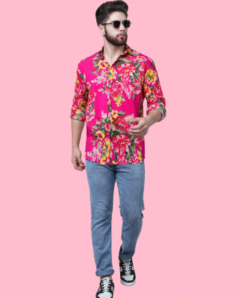 Fuchsia floral shirt for men