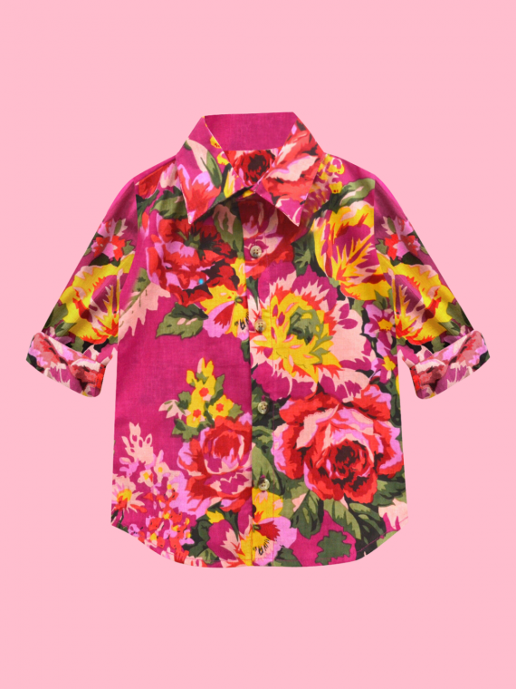 Fuchsia Floral Shirt for Boys