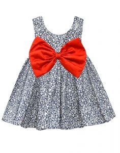 Navy Ditsy Pam Bow Dress
