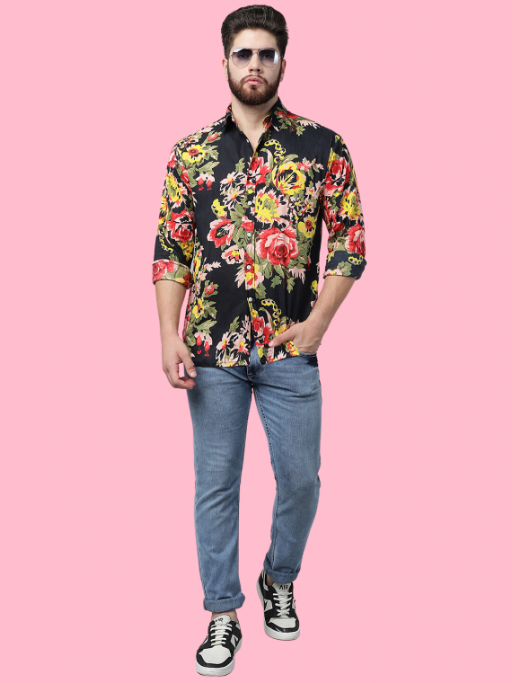 Black Floral Shirt for men