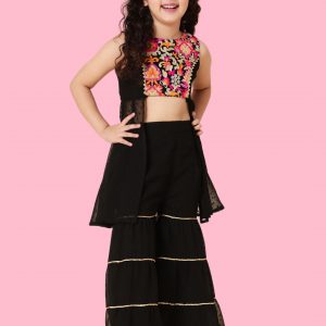 Girls Black Sharara Set