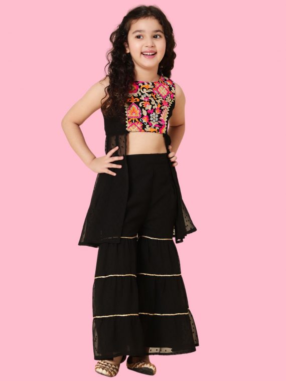 Girls Black Sharara Set