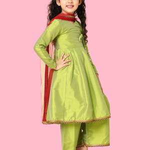 Girls Green Anarkali - Kidswear