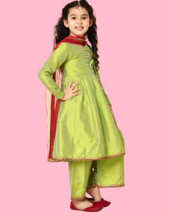 Girls Green Anarkali - Kidswear