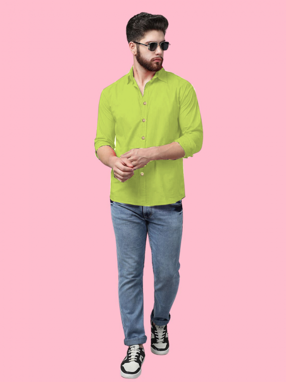 Green Solid Shirt for men