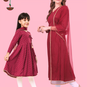 Maroon-Polka-Dot-Anarkali-Set