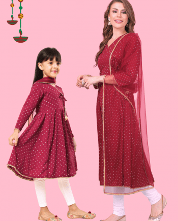 Maroon-Polka-Dot-Anarkali-Set