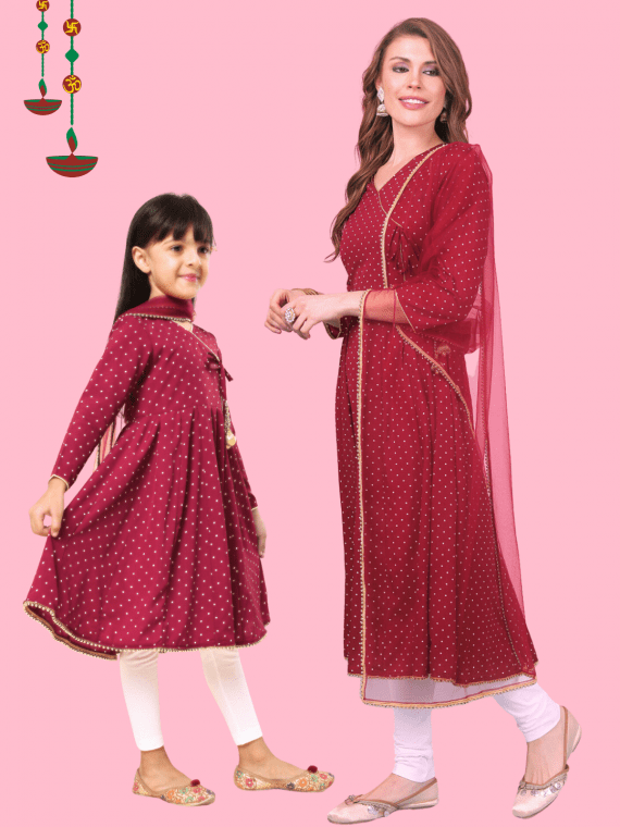 Maroon-Polka-Dot-Anarkali-Set