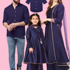 Navy Blue Family Matching Outfits