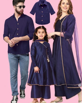 Navy Blue Family Matching Outfits