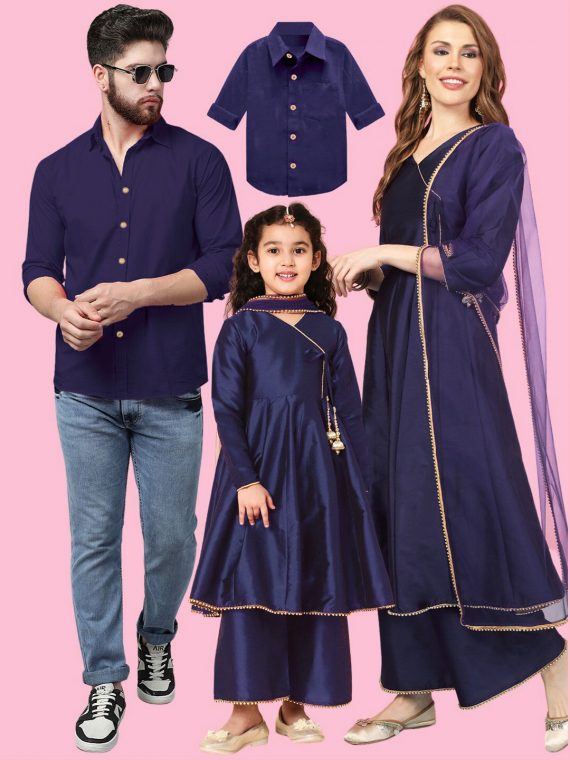 Navy Blue Family Matching Outfits