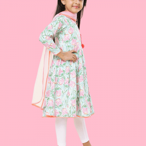 White Floral Anarkali for Girls