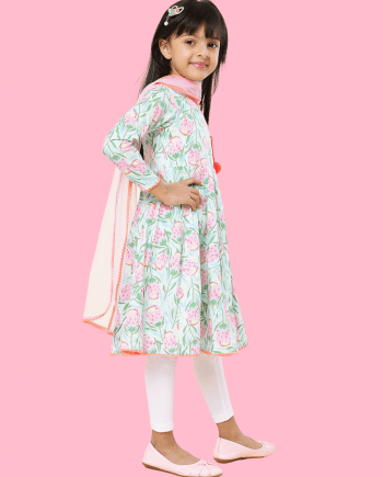 White Floral Anarkali for Girls