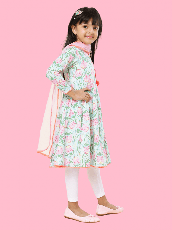 White Floral Anarkali for Girls