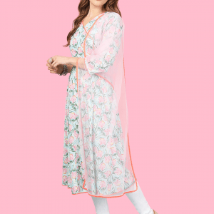 White Floral Anarkali for women