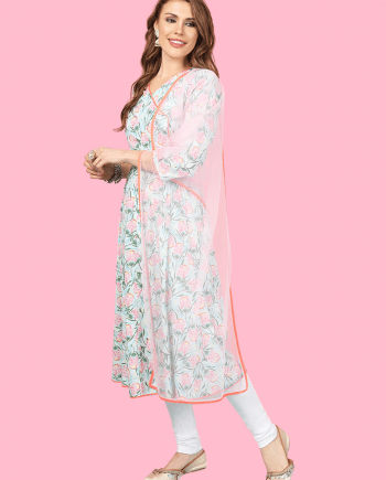 White Floral Anarkali for women