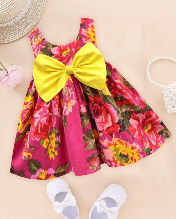 Magenta floral Ardour Pam Bow Dress