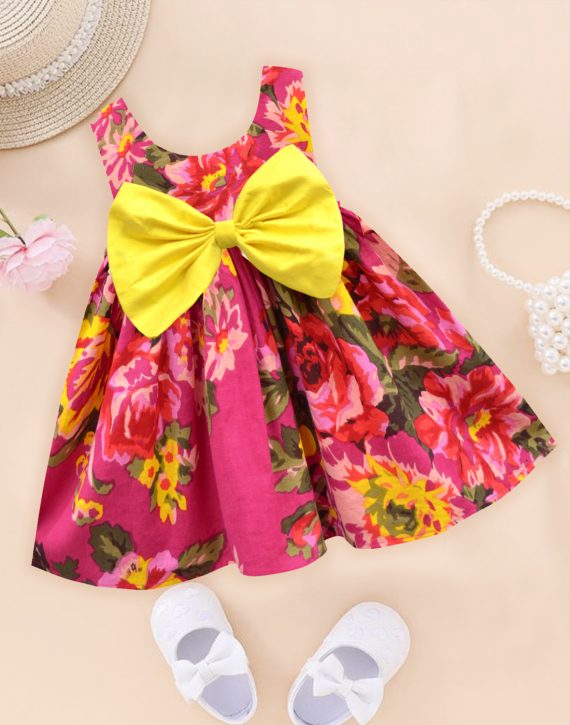 Magenta floral Ardour Pam Bow Dress