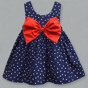 Navy Polka Dot Pam Bow Dress