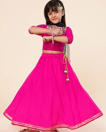 Hot Pink Rashida Embroidered Lehenga