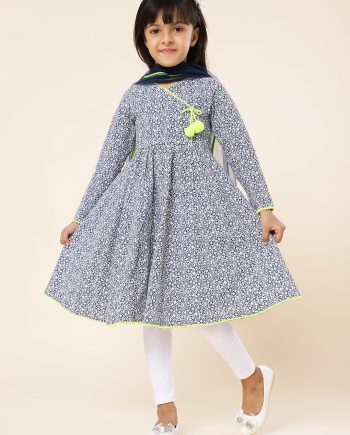 Floral Ditsy Angrakha Kurta for Girls