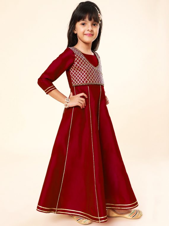 Party Wear Fuchsia & Black Combination Anarkali Suit for Kids #27651 | Buy  Online @ DesiClik.com, USA