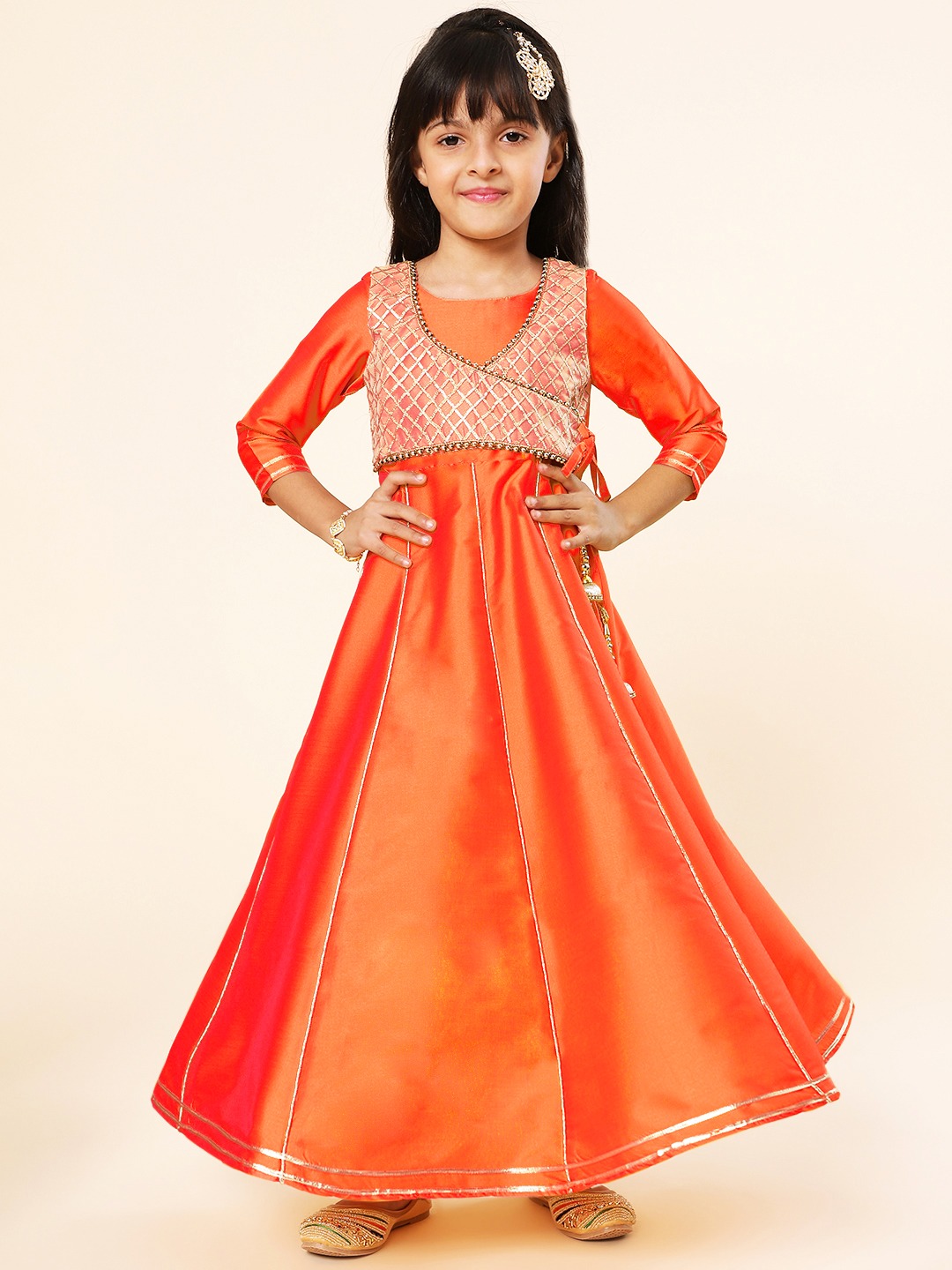 Orange Anarkali Dress for Girls