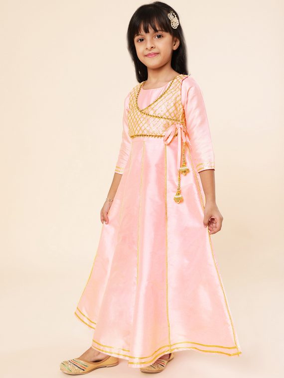 Peach Net Metallic Foil Embellished Anarkali Gown | Party wear gown, Gowns,  Pakistani bridal wear