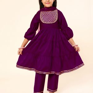 Wine anarkali with pants