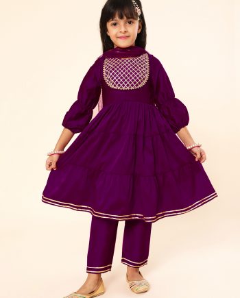 Wine anarkali with pants