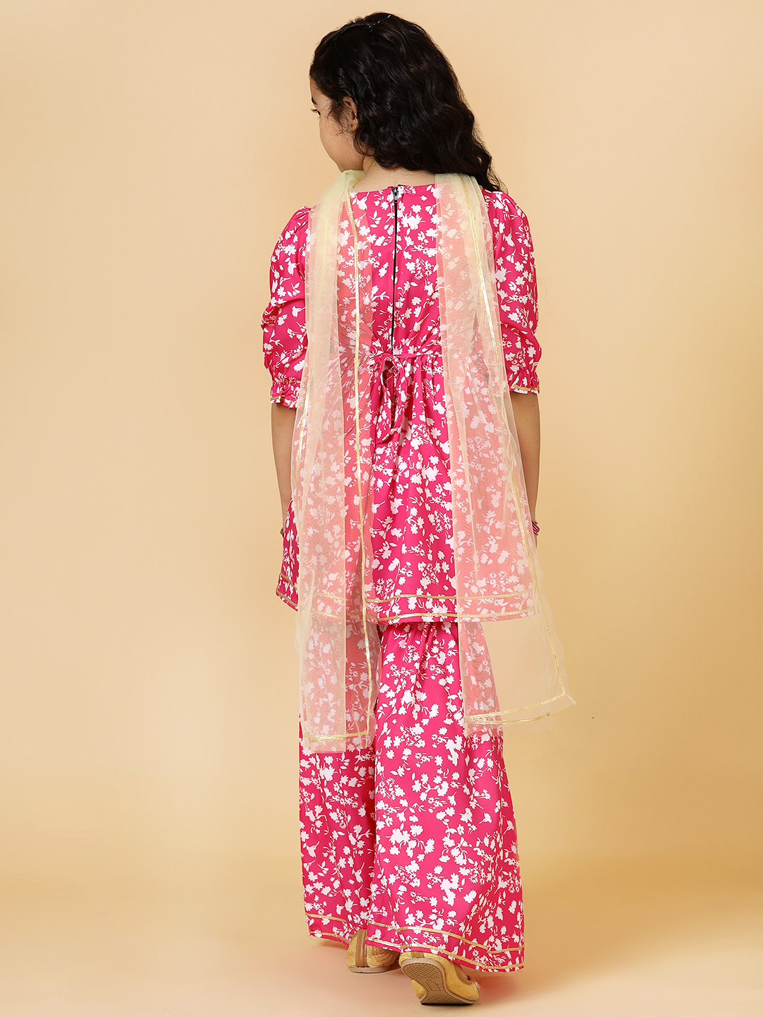 fuchsia white printed alia cut sharara set-4