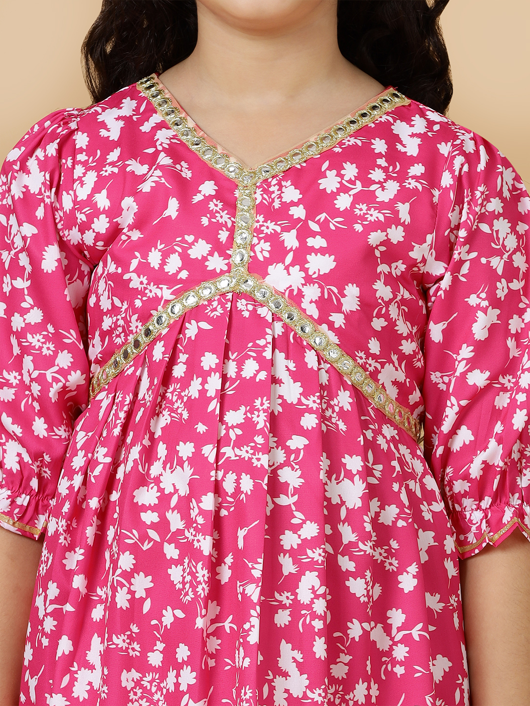 fuchsia white printed alia cut sharara set-5