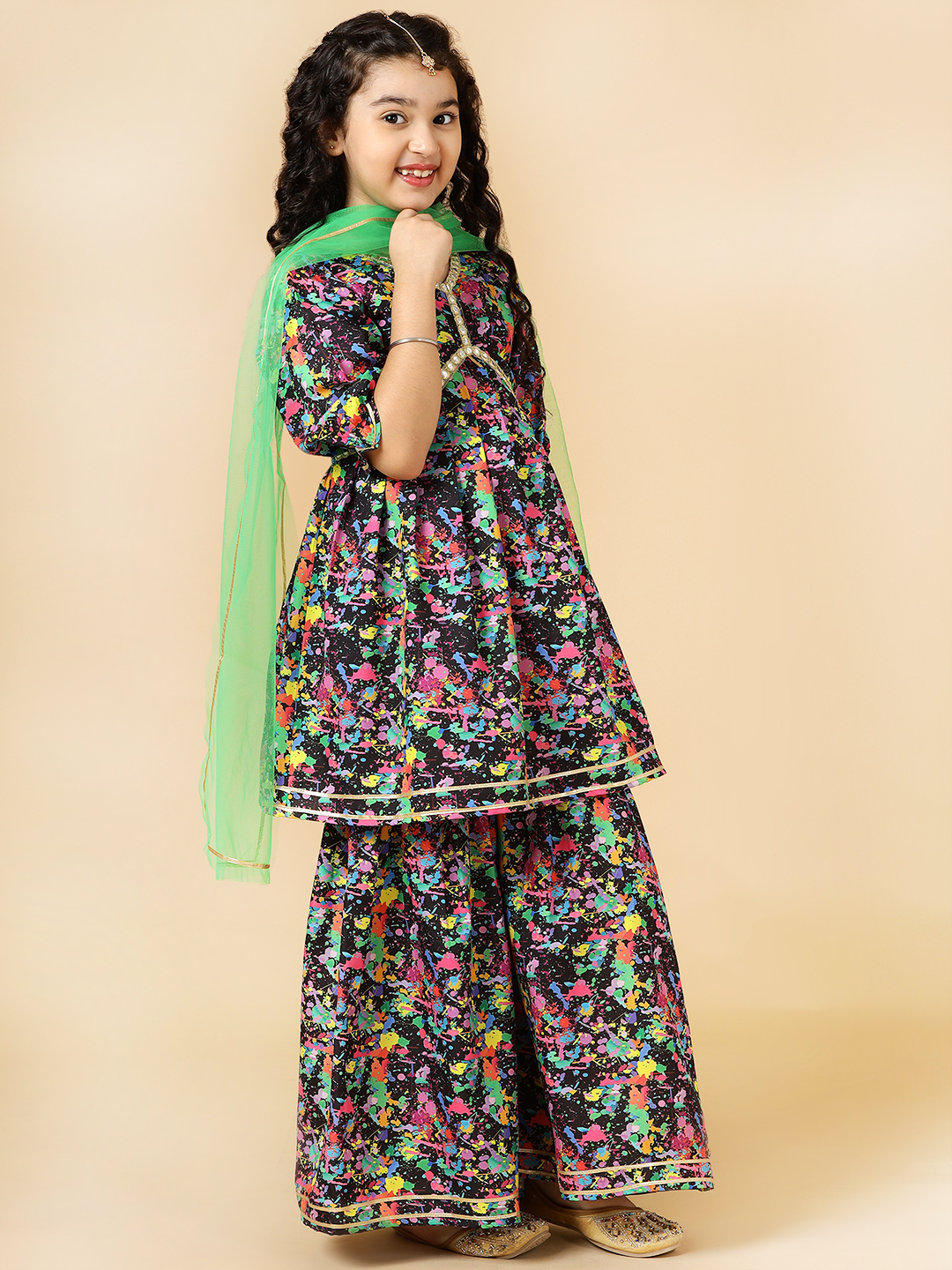 multicolor black splash printed alia cut sharara set-2