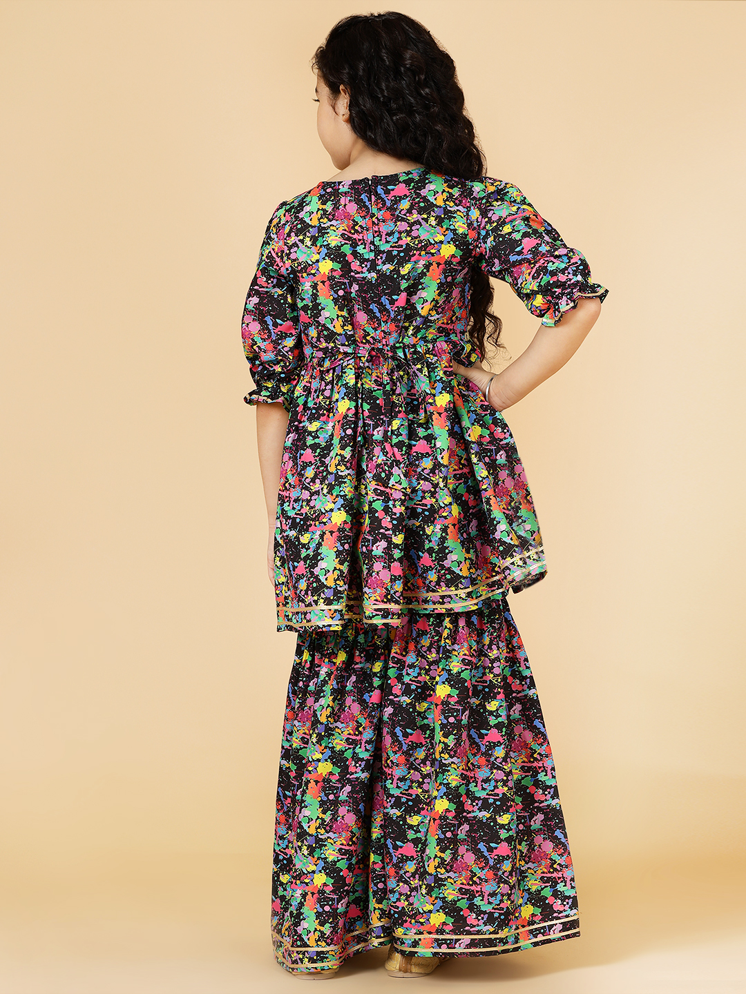multicolor black splash printed alia cut sharara set-5